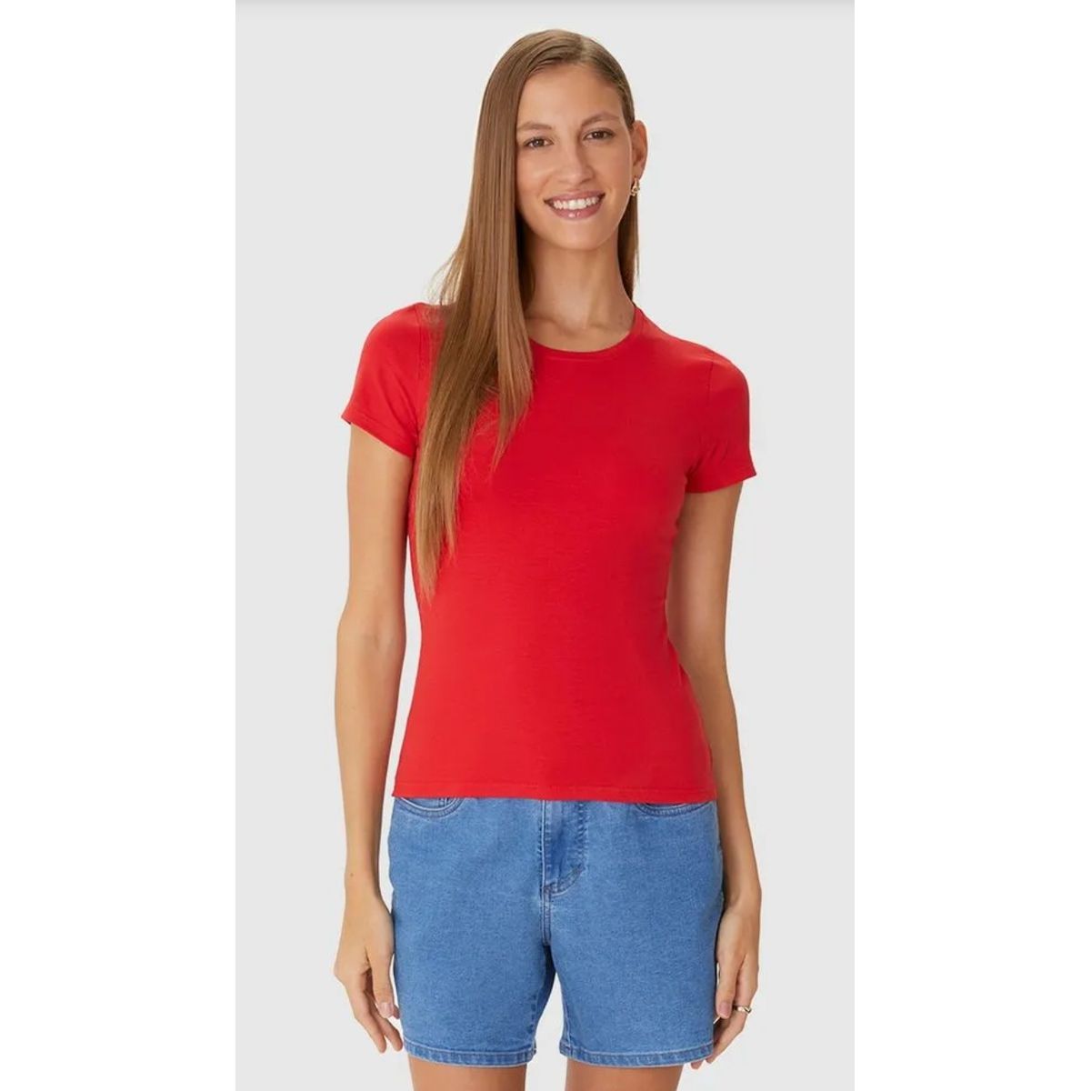 Blusa Básica Feminina Decote Redondo Em Algodão - Fátima Modas