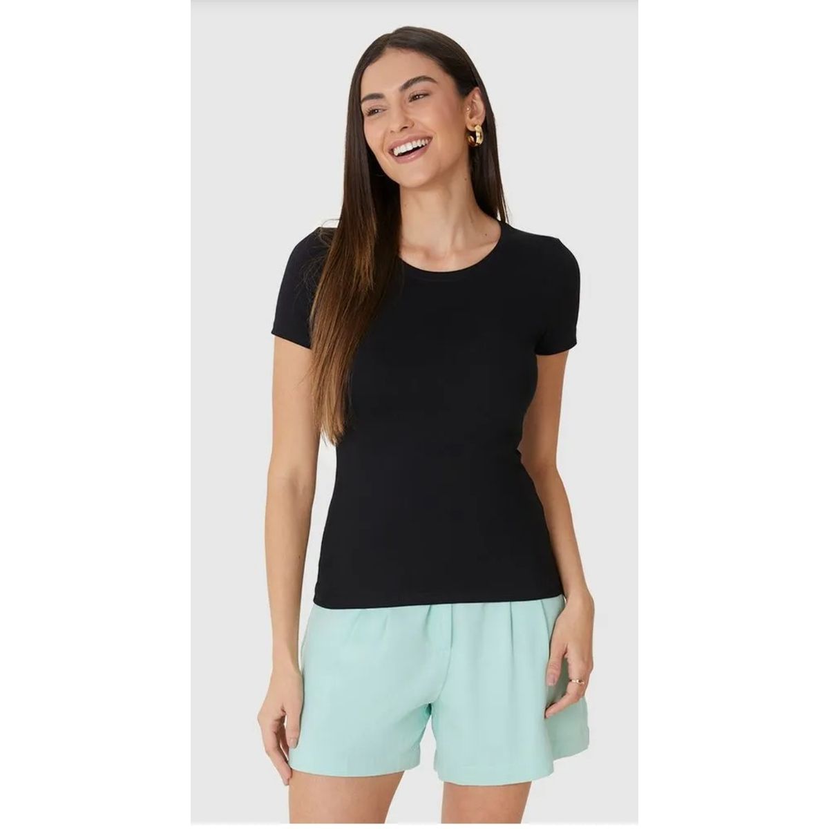 Blusa Básica Feminina Decote Redondo Em Algodão - Fátima Modas