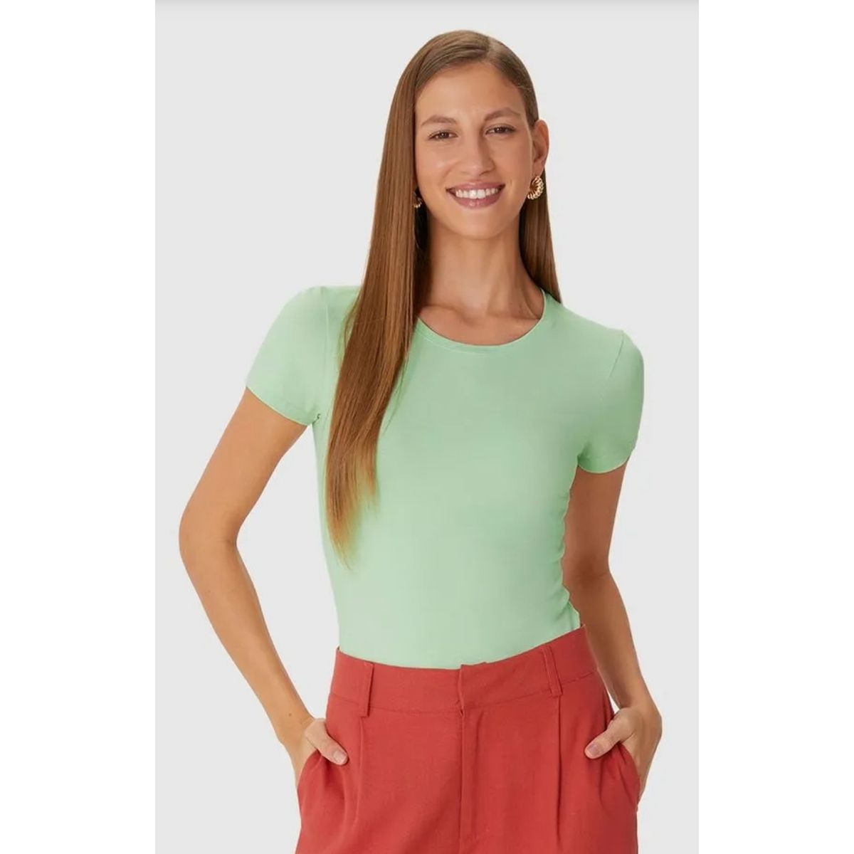 Blusa Básica Feminina Decote Redondo Em Algodão - Fátima Modas