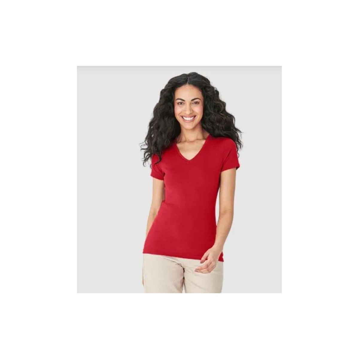 Blusa Básica Feminina Decote V Em Algodão - Fátima Modas