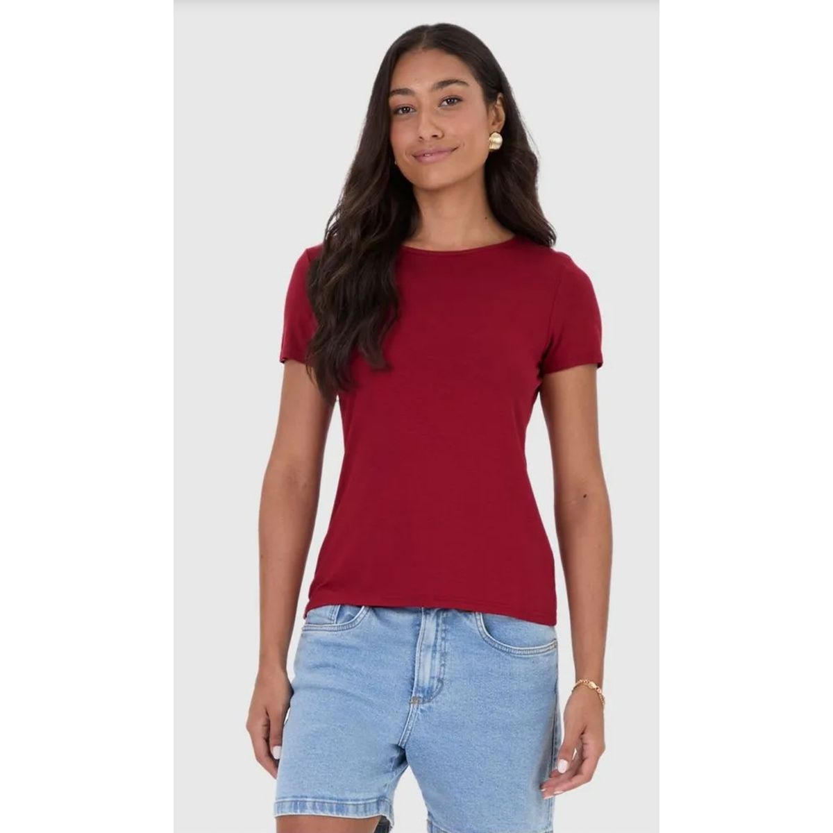 Blusa Básica Feminina Decote Redondo Em Viscose St... - Fátima Modas