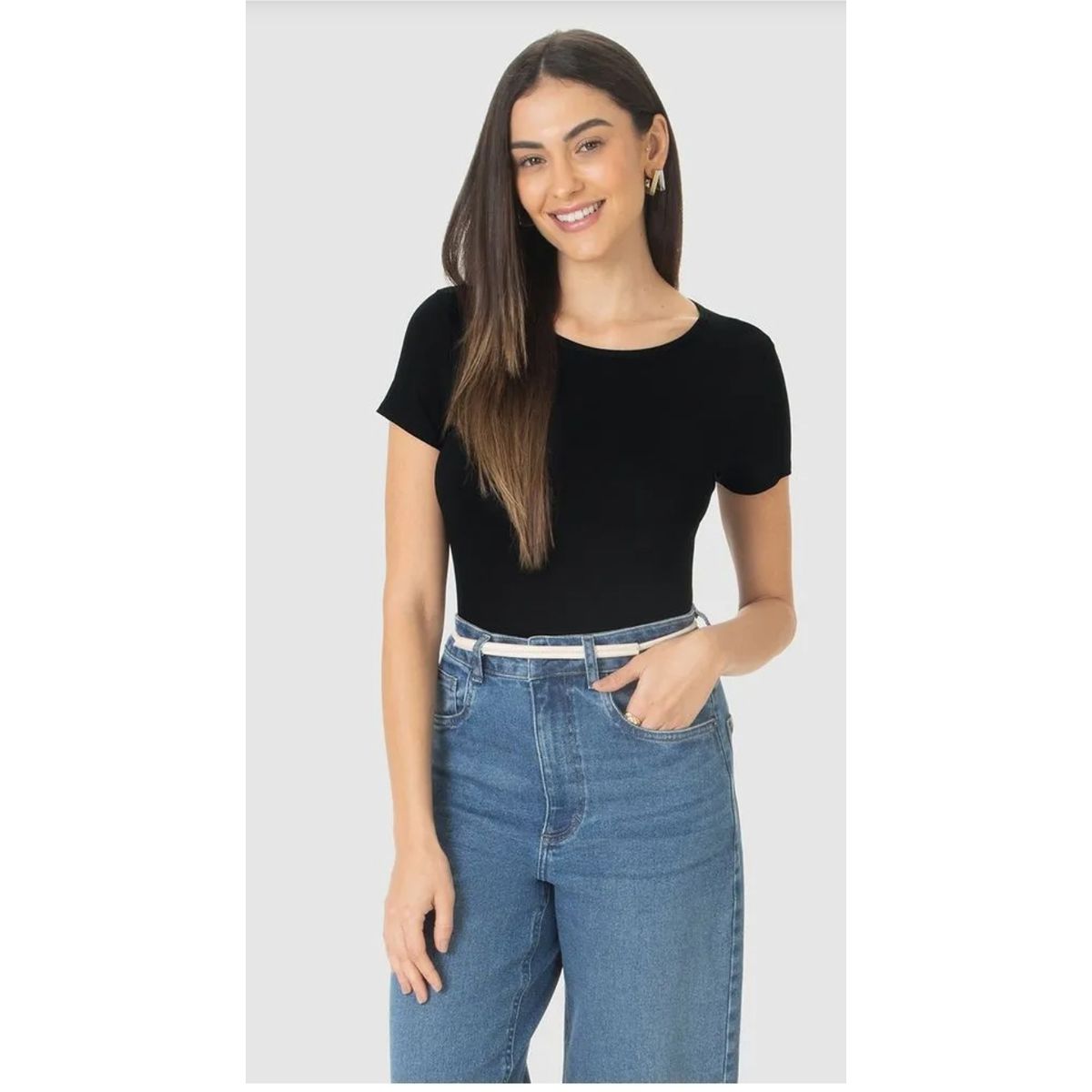 Blusa Básica Feminina Decote Redondo Em Viscose St... - Fátima Modas