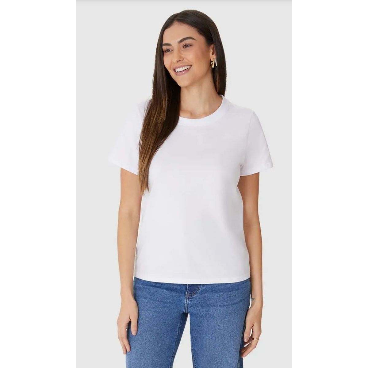 Blusa Básica Feminina Decote Redondo Com Pesponto ... - Fátima Modas