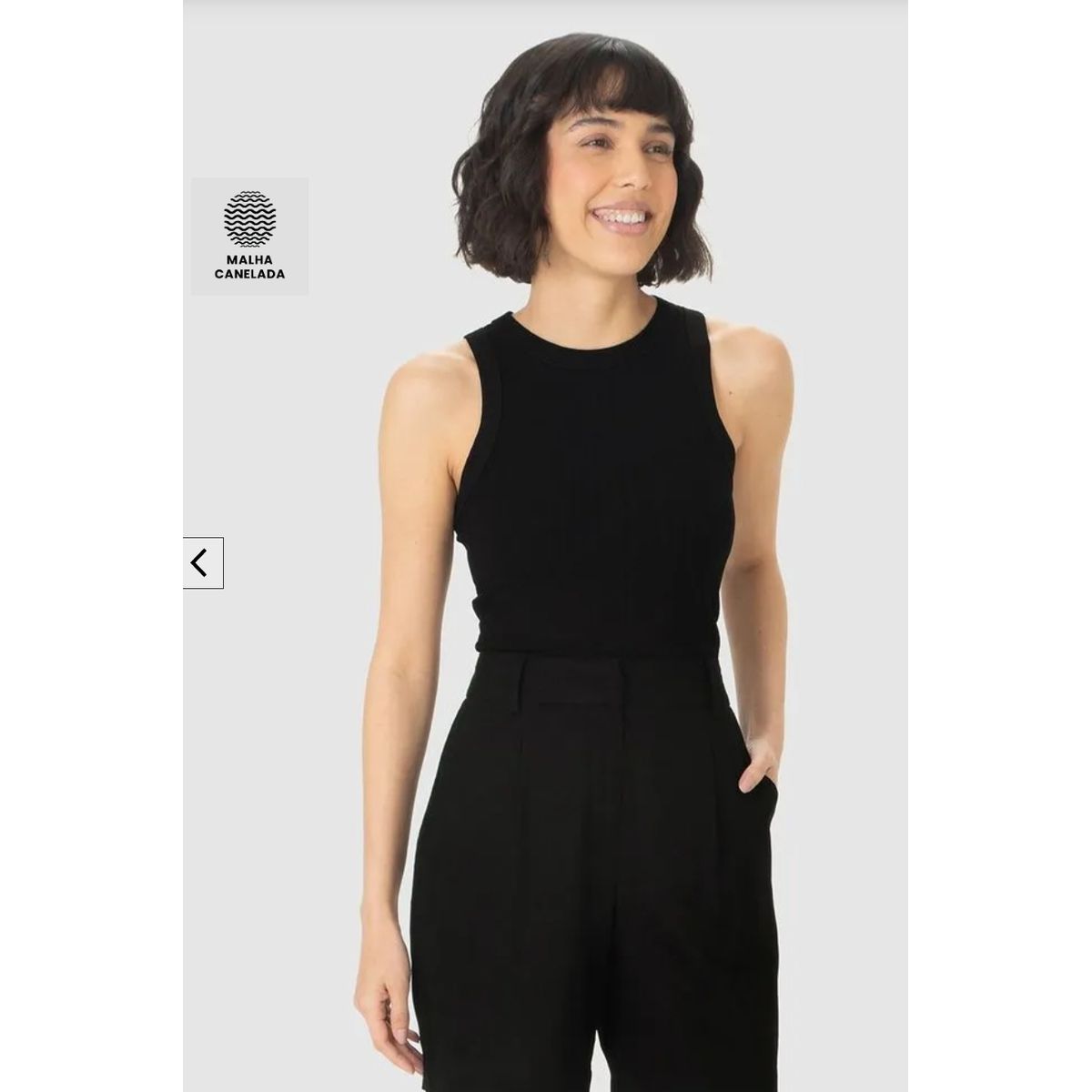 Regata Básica Feminina Long Cropped Em Malha Canel... - Fátima Modas