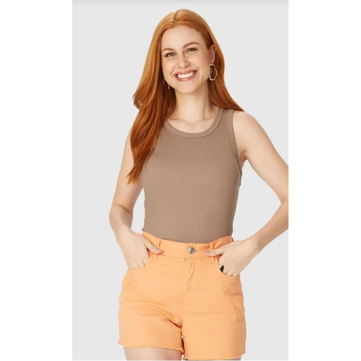 Regata Básica Feminina Decote U Em Ribana - Fátima Modas