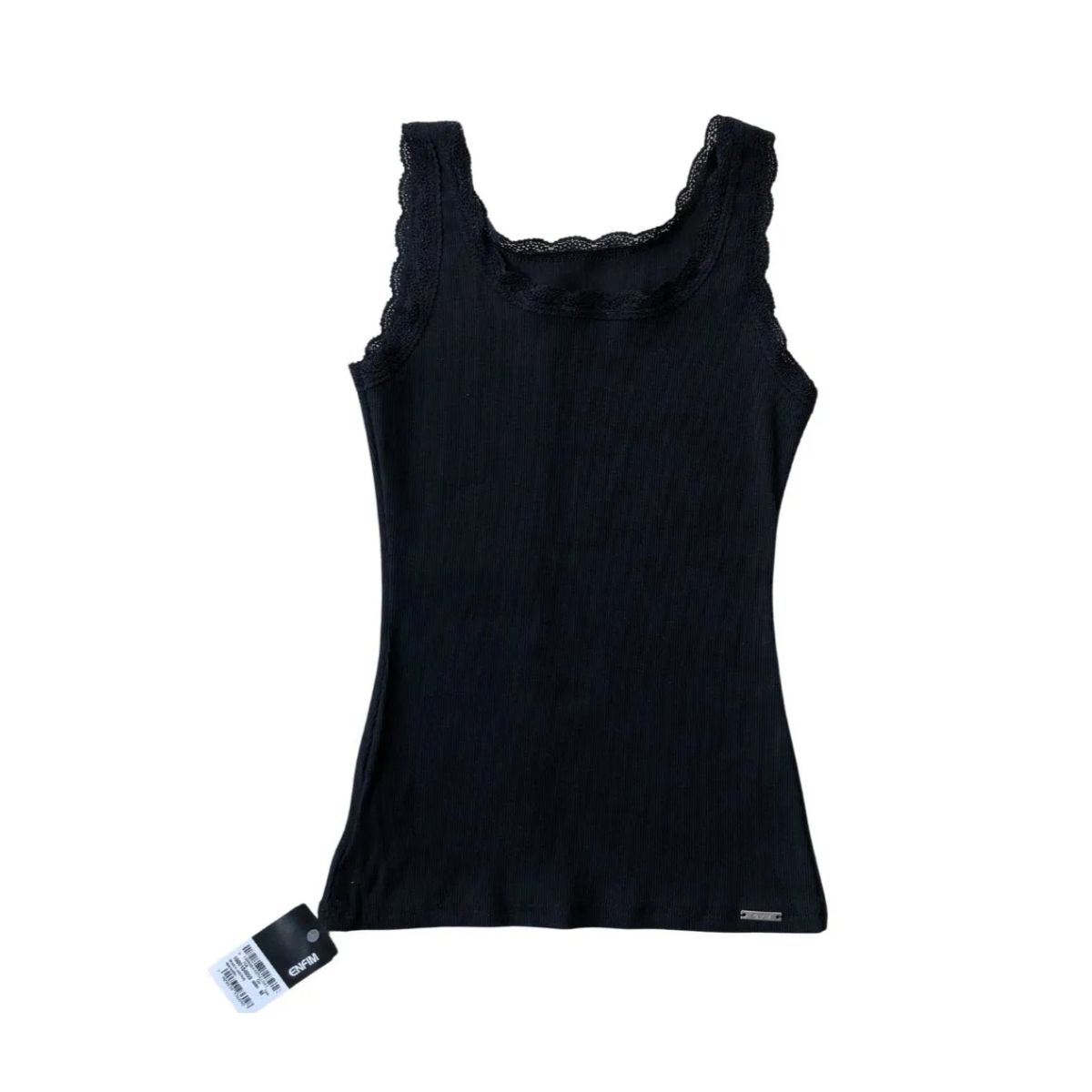 Regata Feminina Com Detalhe Renda Em Ribana - Fátima Modas