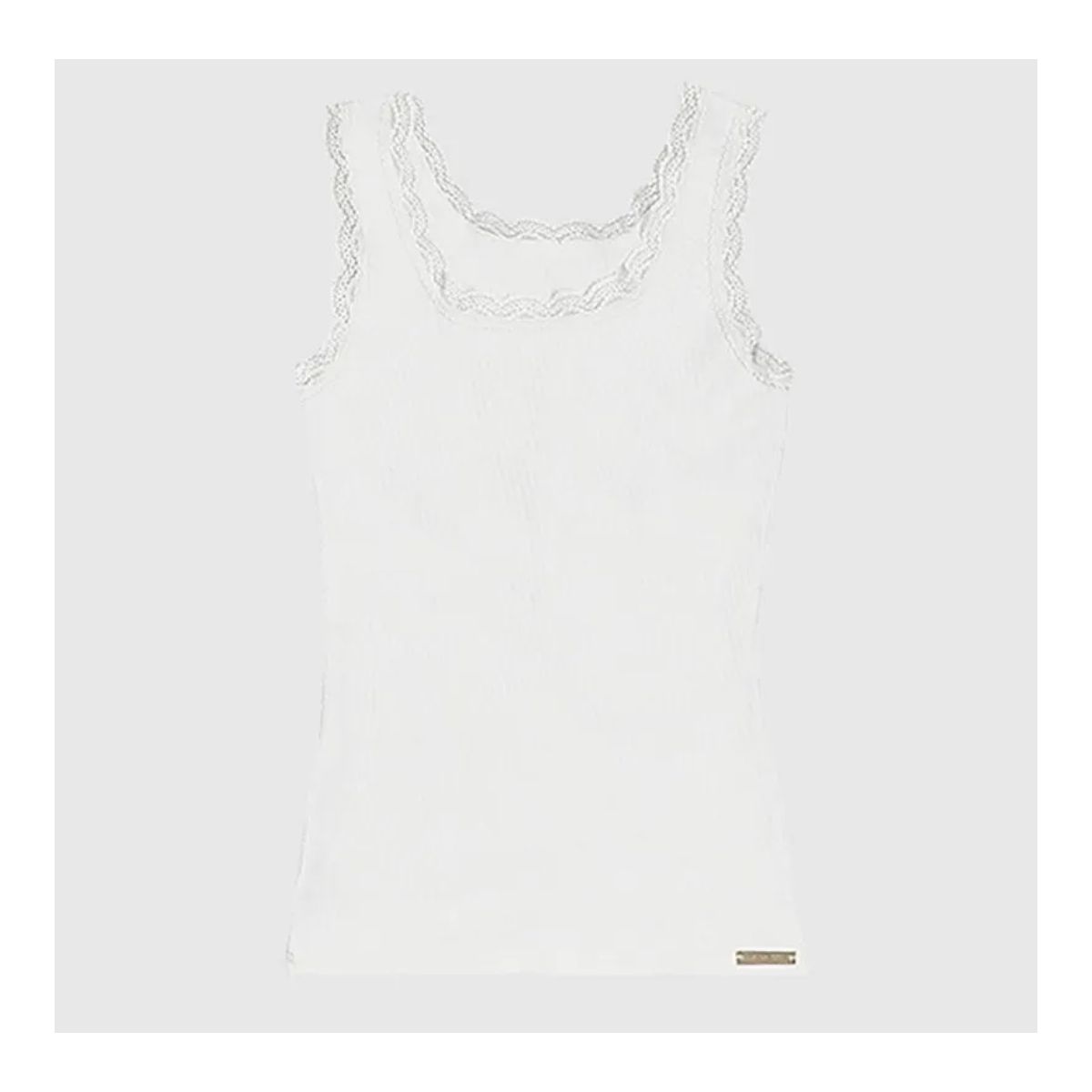 Regata Feminina Com Detalhe Renda Em Ribana - Fátima Modas