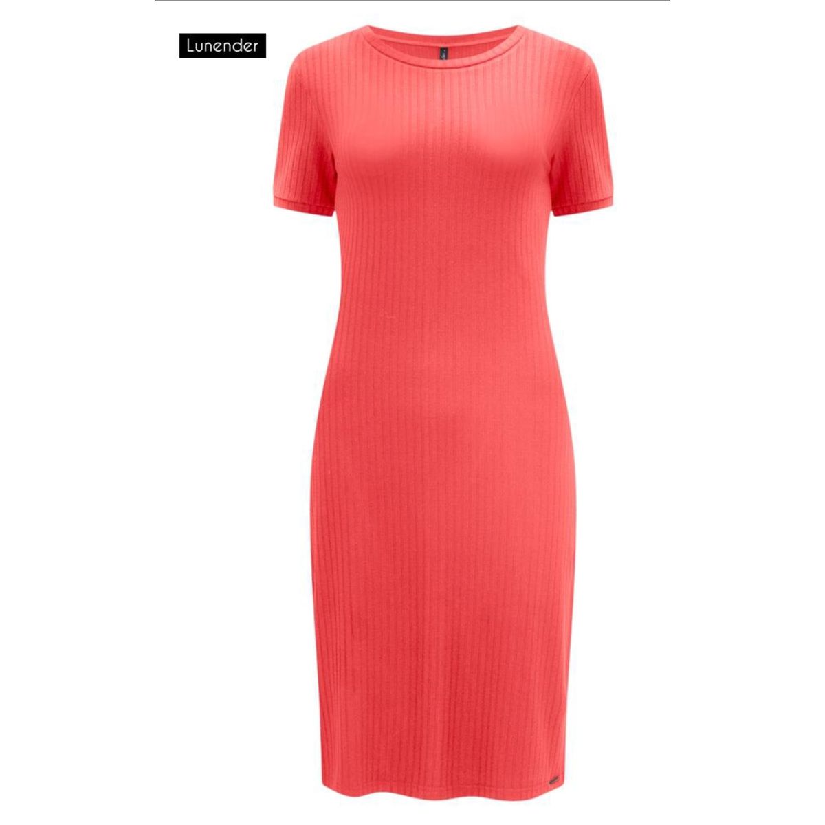 Vestido Midi Canelado Básico Manga Curta - Fátima Modas