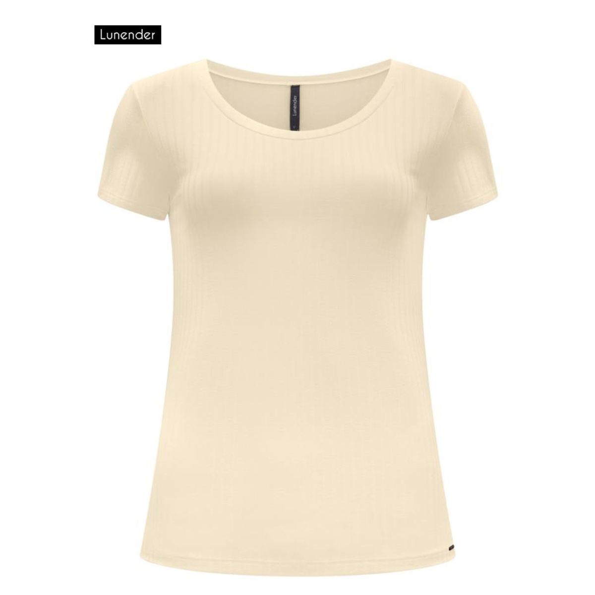 Blusa Em Malha Canelada Com Mangas Curtas E Decote... - Fátima Modas