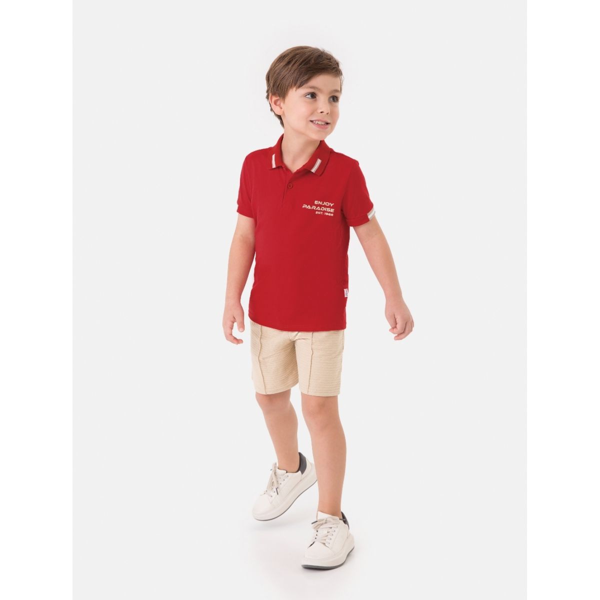 Conjunto Malwee Polo Vermelho - Fátima Modas
