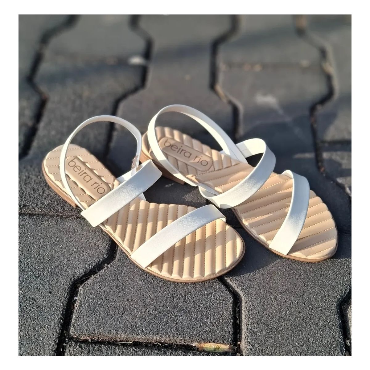 SANDÁLIA BEIRA RIO Off-white 8519113 - Fátima Modas