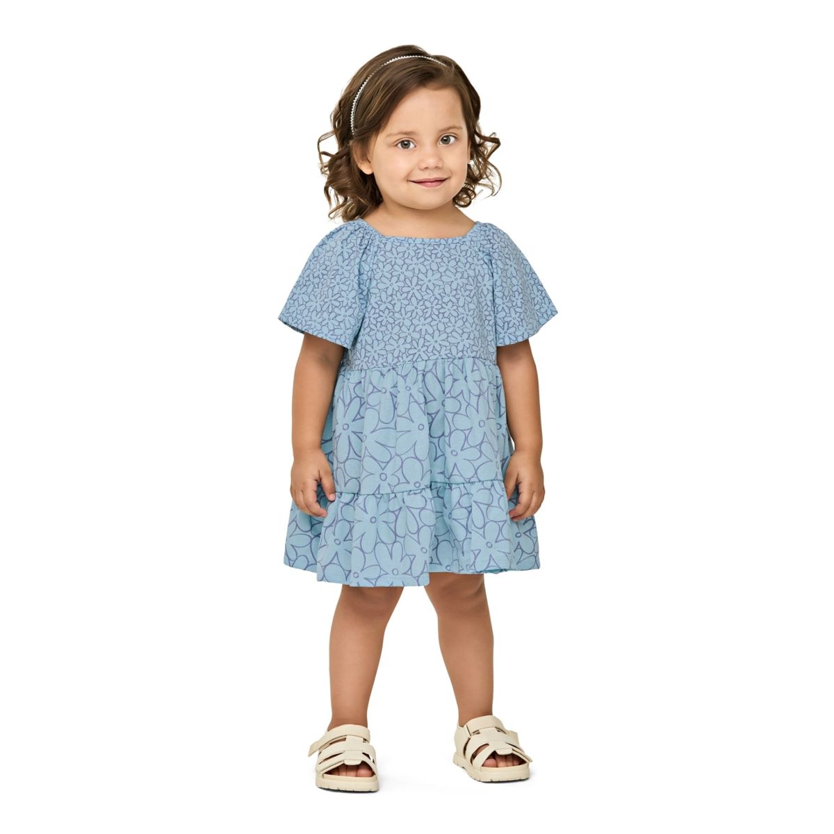 Vestido Infantil Menina Meia Malha Flores Elian - Fátima Modas
