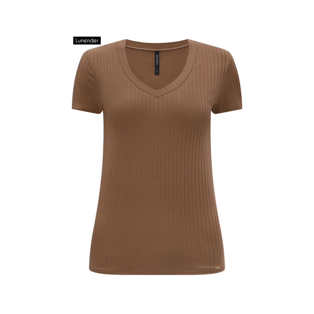 BLUSA MALHA CANELADO TRACY MARROM - Fátima Modas