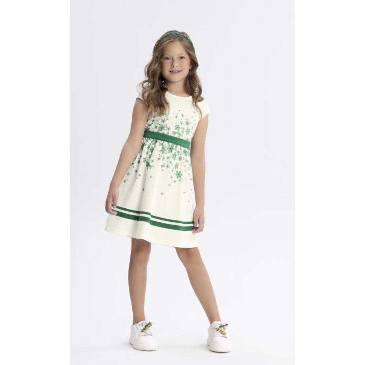 VESTIDO MALHA NIKKO VERDE GLIMMER - Fátima Modas