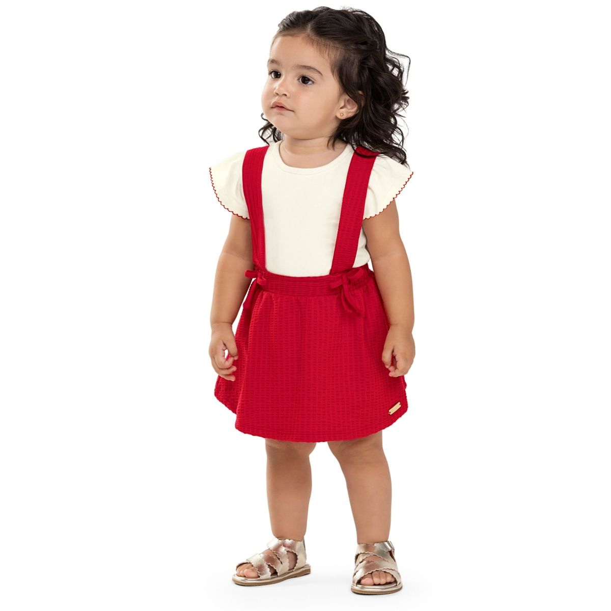 Salopete com Vody e Laços Vermelho - Colorittá - Fátima Modas