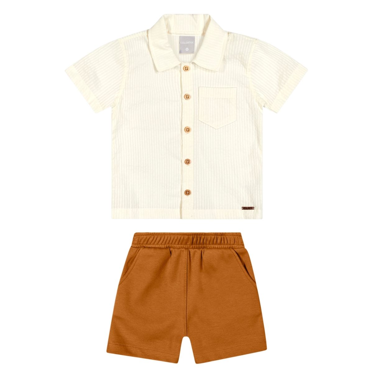 Conjunto Infantil Menino Camisa Colorittá Bege - Fátima Modas