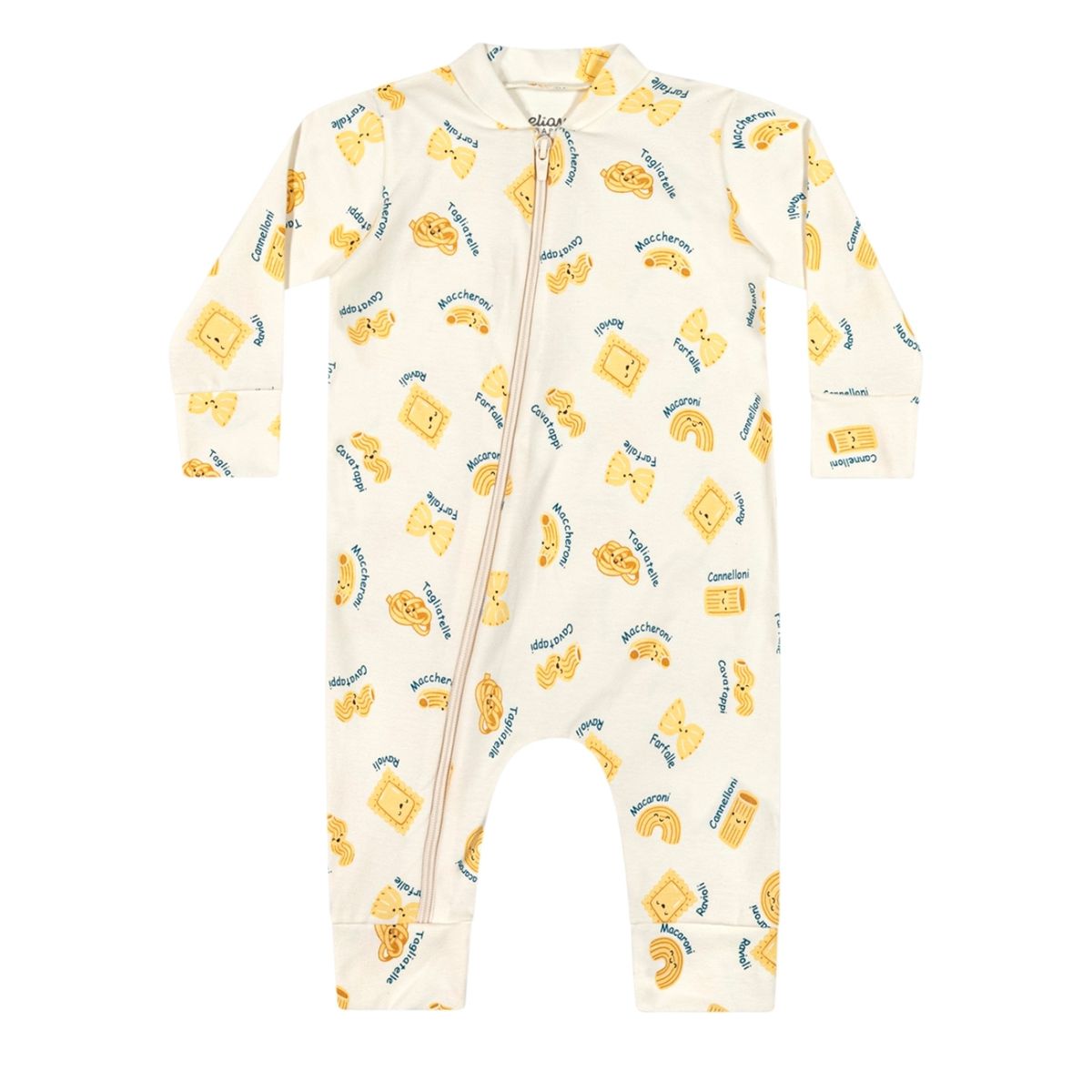 Macacão Bebê Menino MacarrãoElian Bege - Fátima Modas