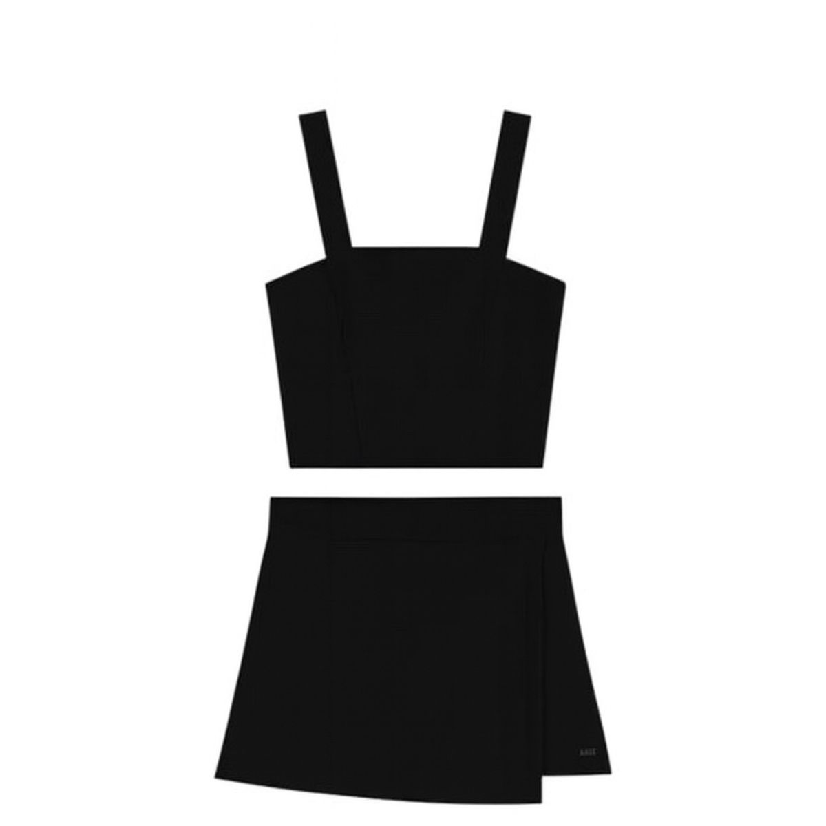 Short Saia em Crepe Com Transpasse Frontal preto - Fátima Modas