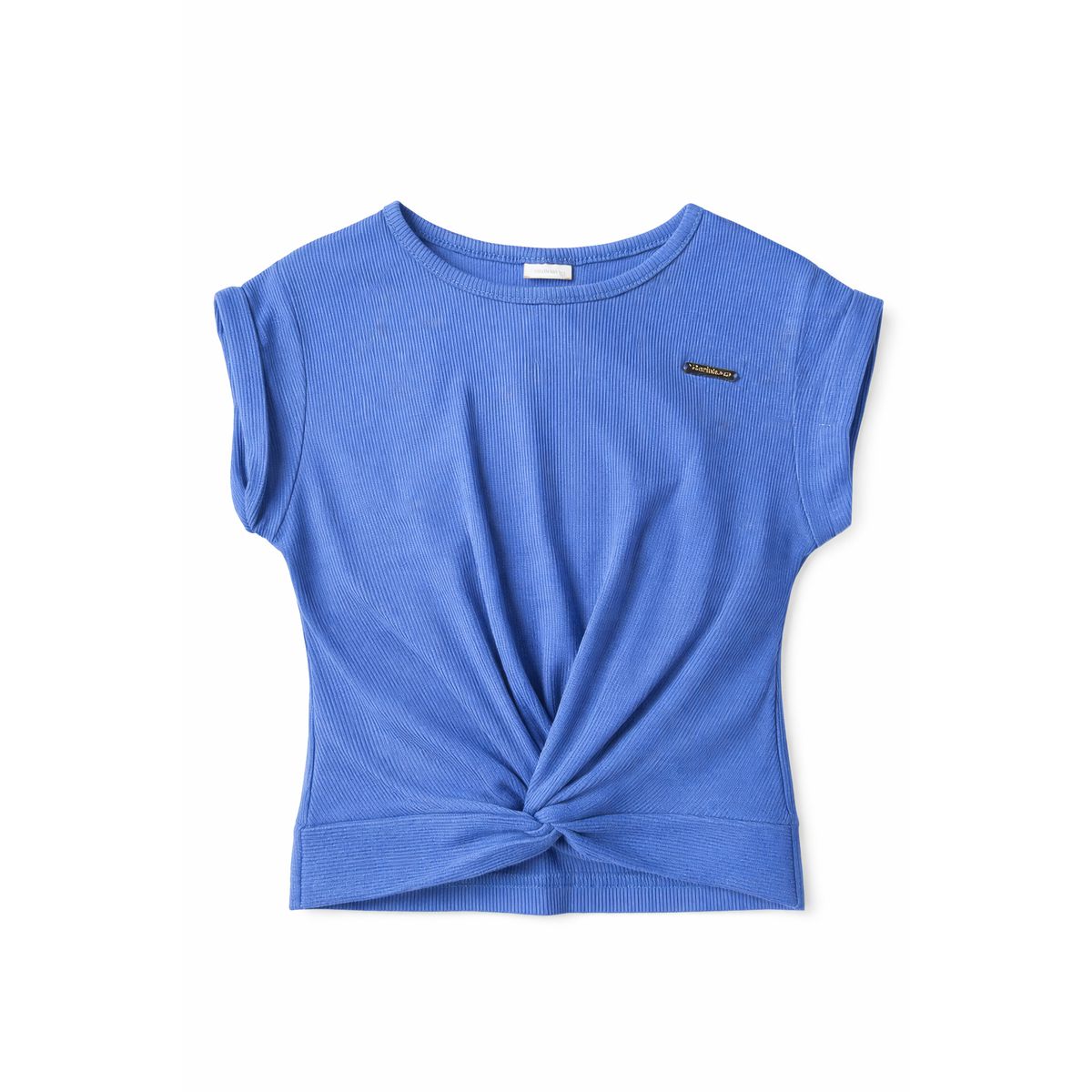 blusa cropped torção azul - Fátima Modas