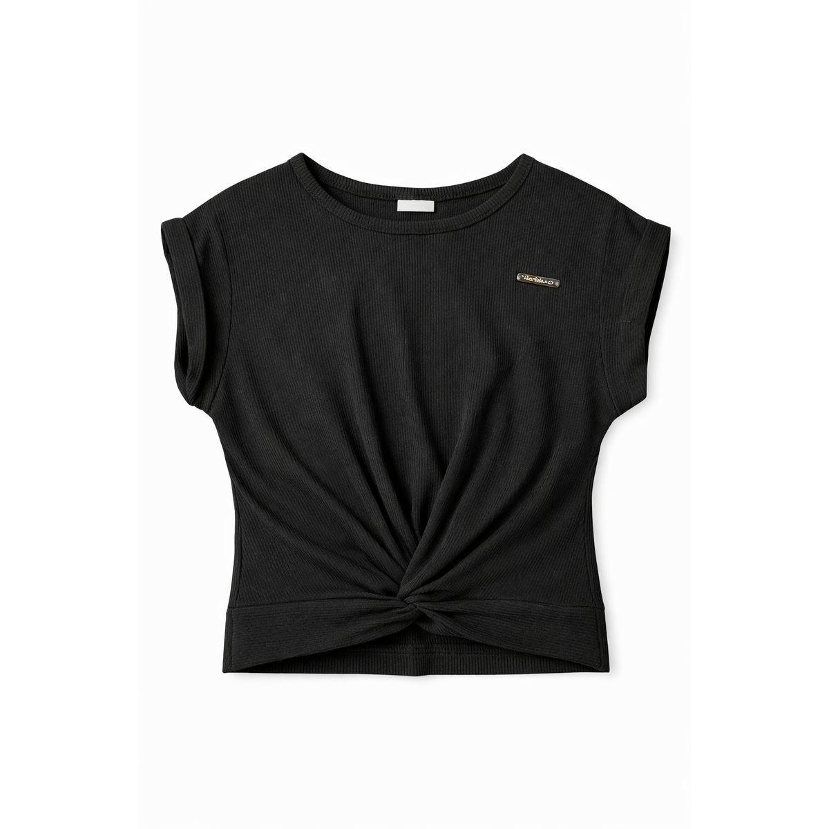blusa cropped torção preta - Fátima Modas