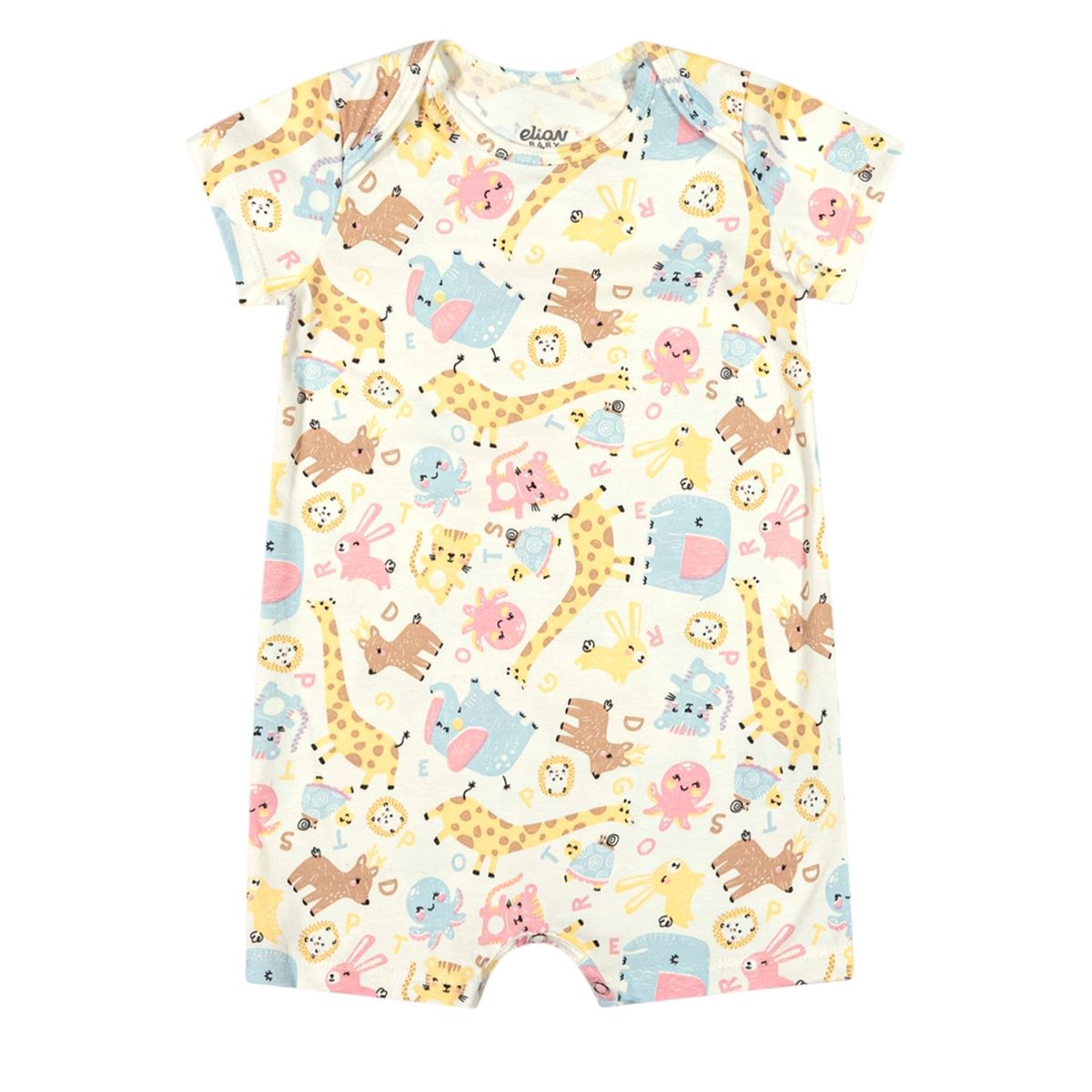 Macaquinho Bebê Menina Animais Cotton Elian Branco - Fátima Modas