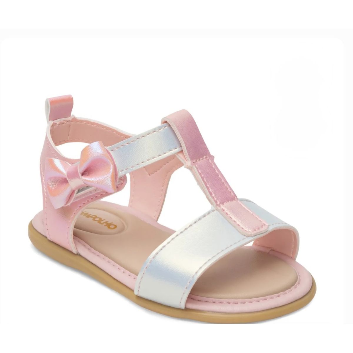 Sandália infantil arco iris Pimpolho rosa/branco - Fátima Modas