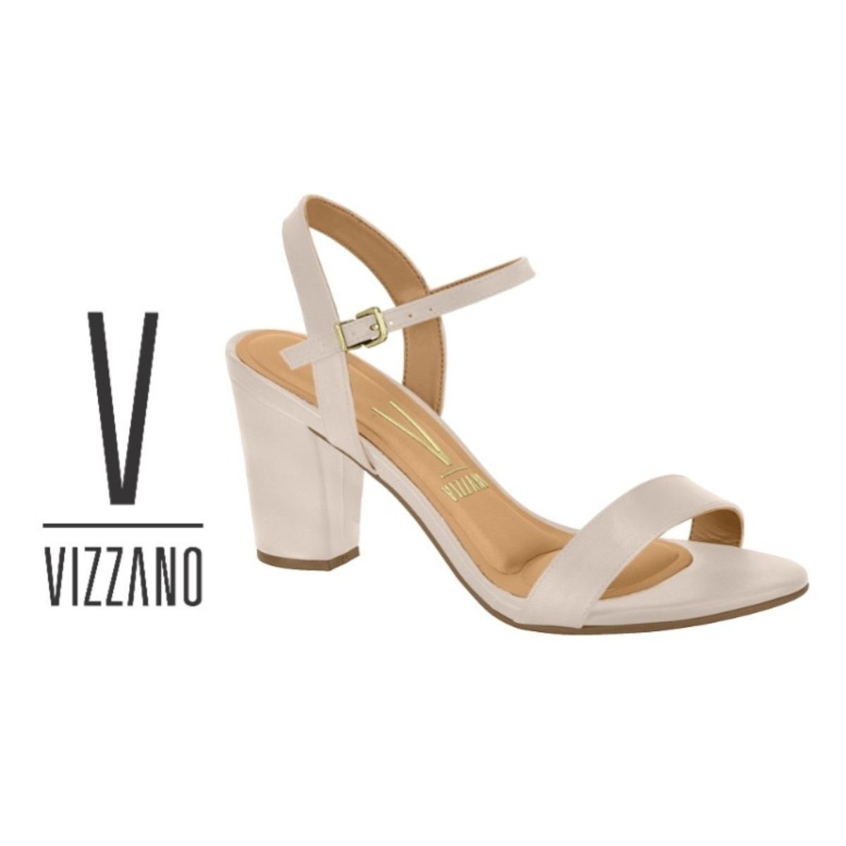 Sandália Vizzano Salto Grosso Branco - Fátima Modas