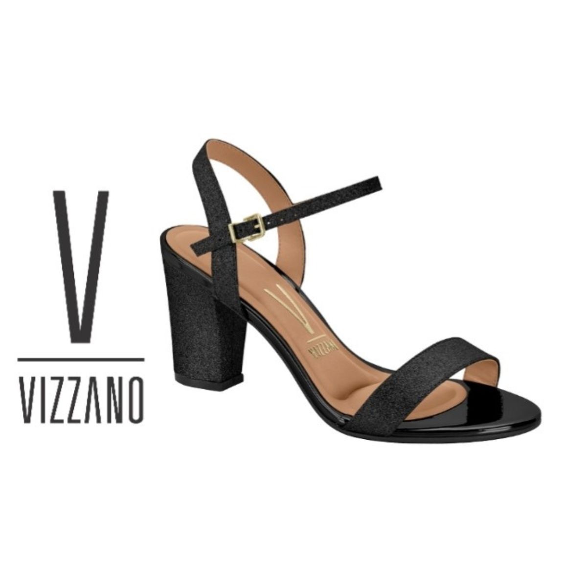 Sandália Vizzano Salto Grosso Preto - Fátima Modas