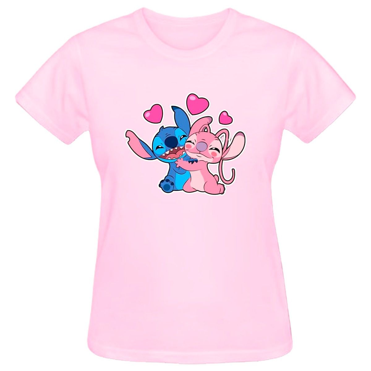 Babylook Rosa Warmout Feminina Estampada Stitch An... - WarmOut Confecções