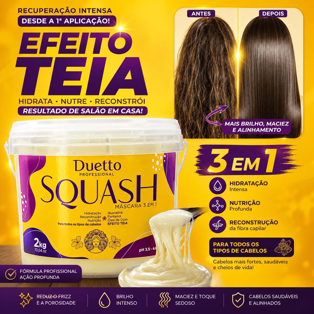 Máscara de Hidratação 3 em 1 Squash Duetto Professional 2kg 