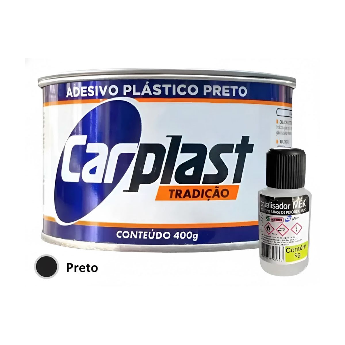 Massa Plástica Adesiva Preta com Catalisador - 400...