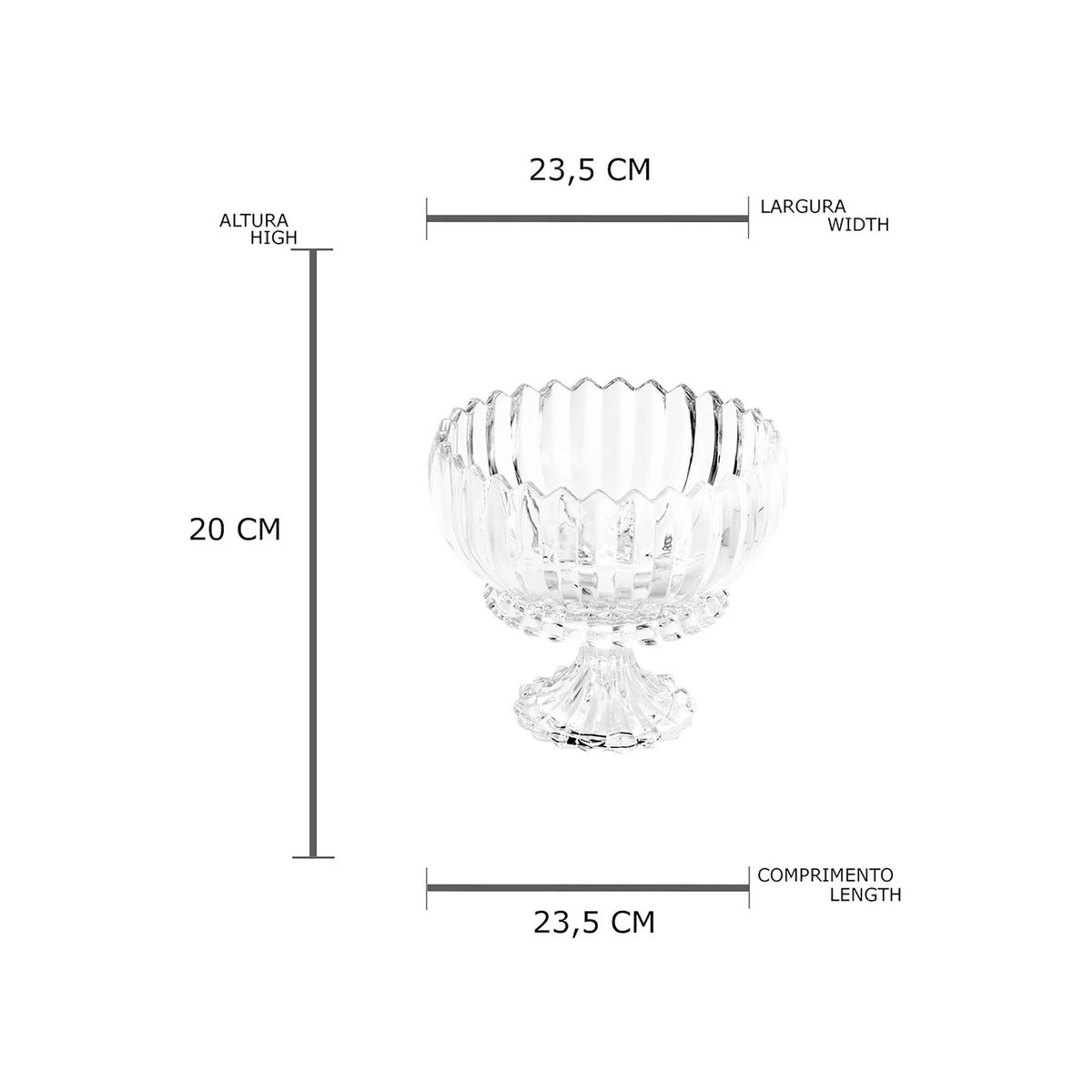 Centro De Mesa Cristal Com Pé Geneva 24 X 20Cm - Wolff