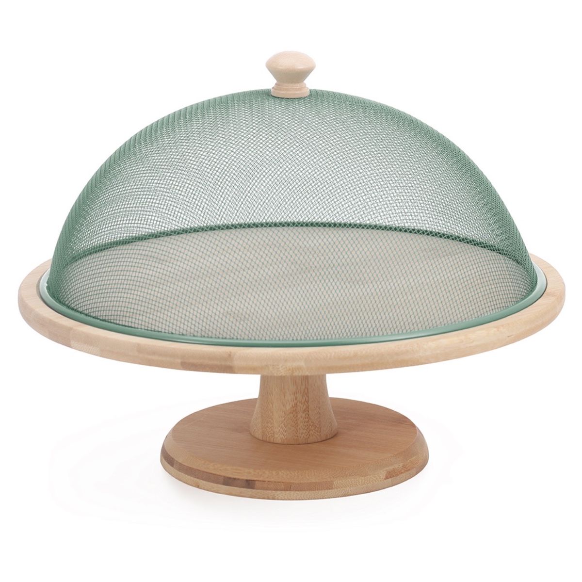￼Boleira de Bambu com Tela Protetora - Verde Menta