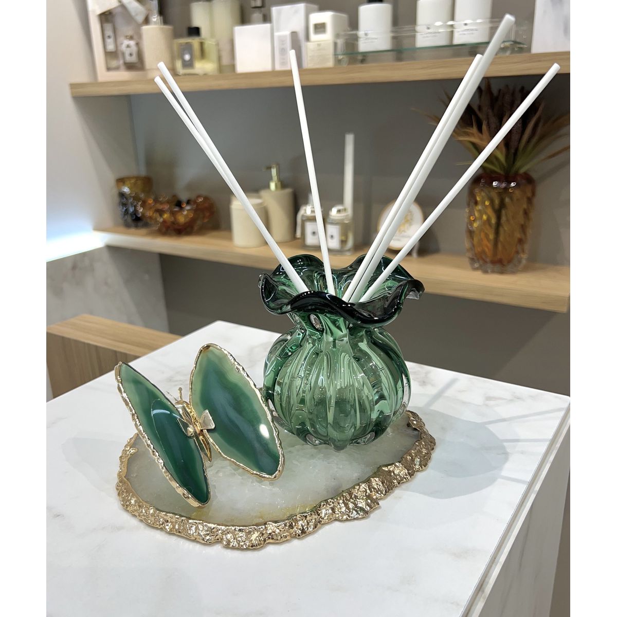 trouxinha tipo murano verde 14 cm 