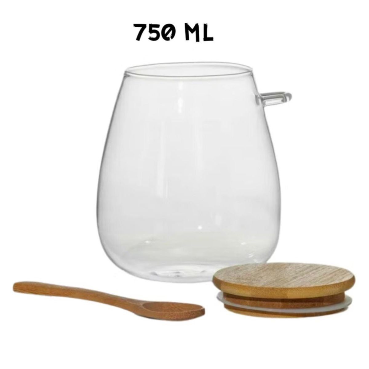 PORTA MANTIMENTO VIDRO BORO C/TAMPA E COLHER EM BAMBU