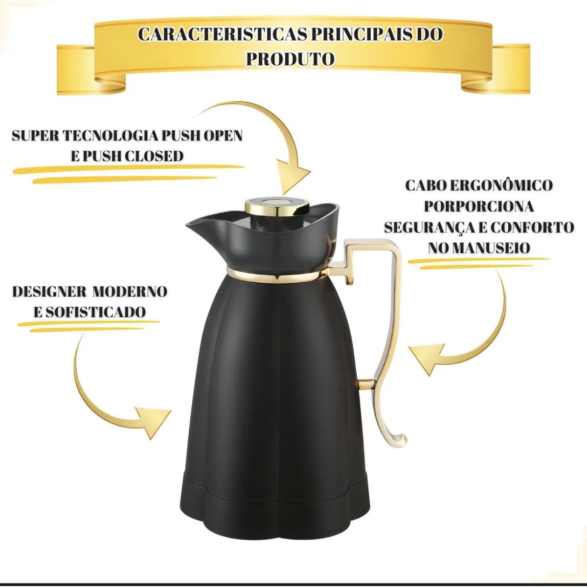 garrafa termica de clic na cor preta 