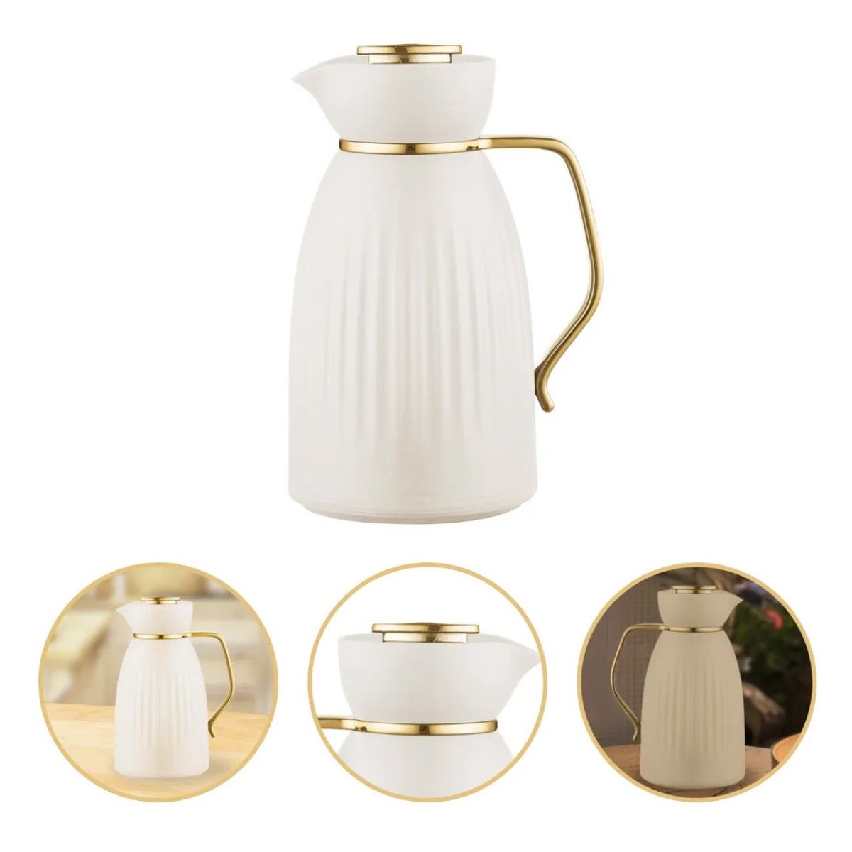 Garrafa sofia bege com dourado 1 litro 