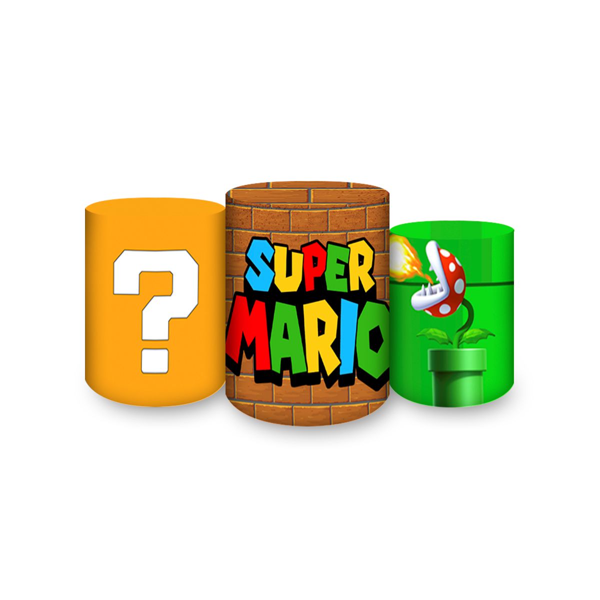 Trio Capas Cilindros Sublimados Tema Super Mario 2... - Painel Festivo