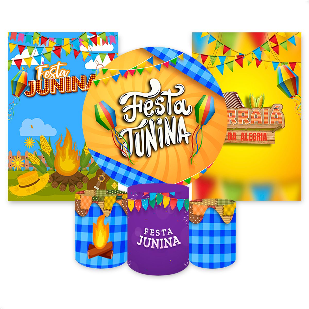 Kit 6 Capas Tema Festa Ju... - Painel Festivo
