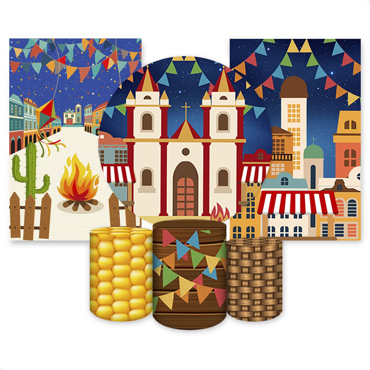 Kit 6 Capas Tema Festa Ju... - Painel Festivo