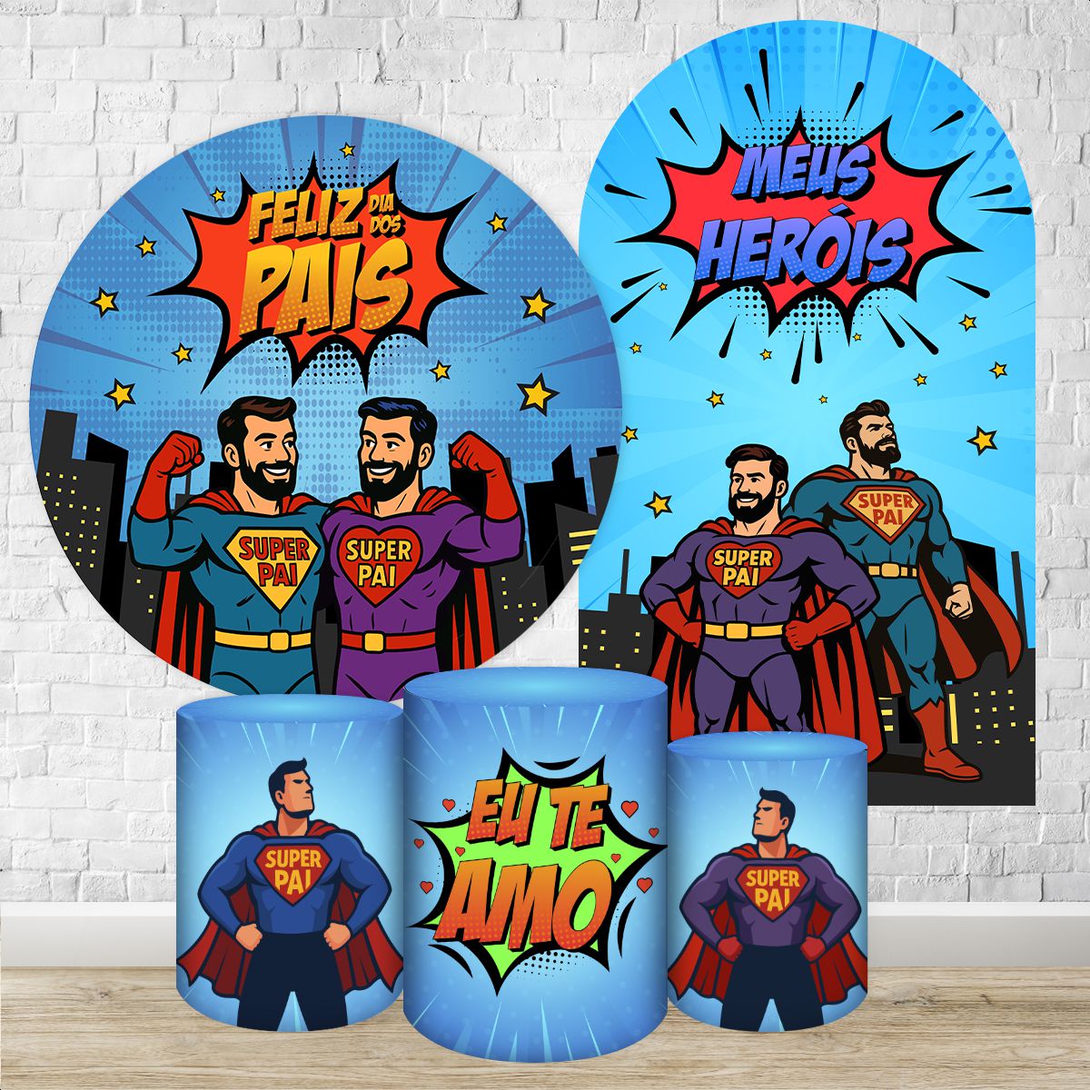 Kit 4 Capas + Romano Tema dia dos Pais 7084 - Kit 4 Capas + Romano Tema dia dos Pais 7084 - Painel Festivo
