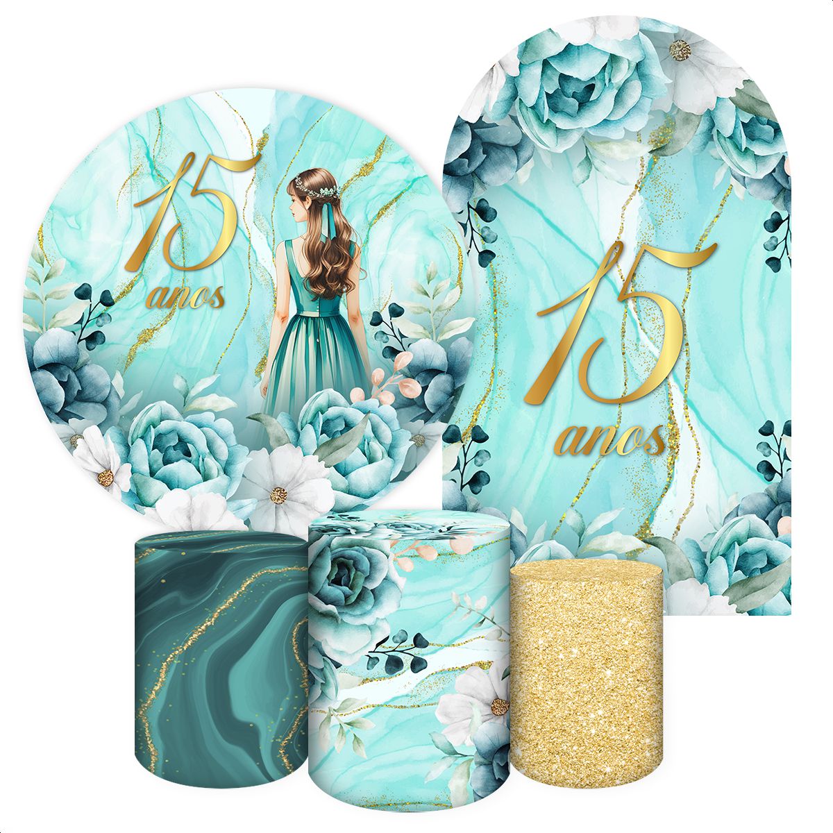 Kit 4 Capas + Romano Tema 15 Anos 7069 - Kit 4 Capas + Romano 7069 - Painel Festivo