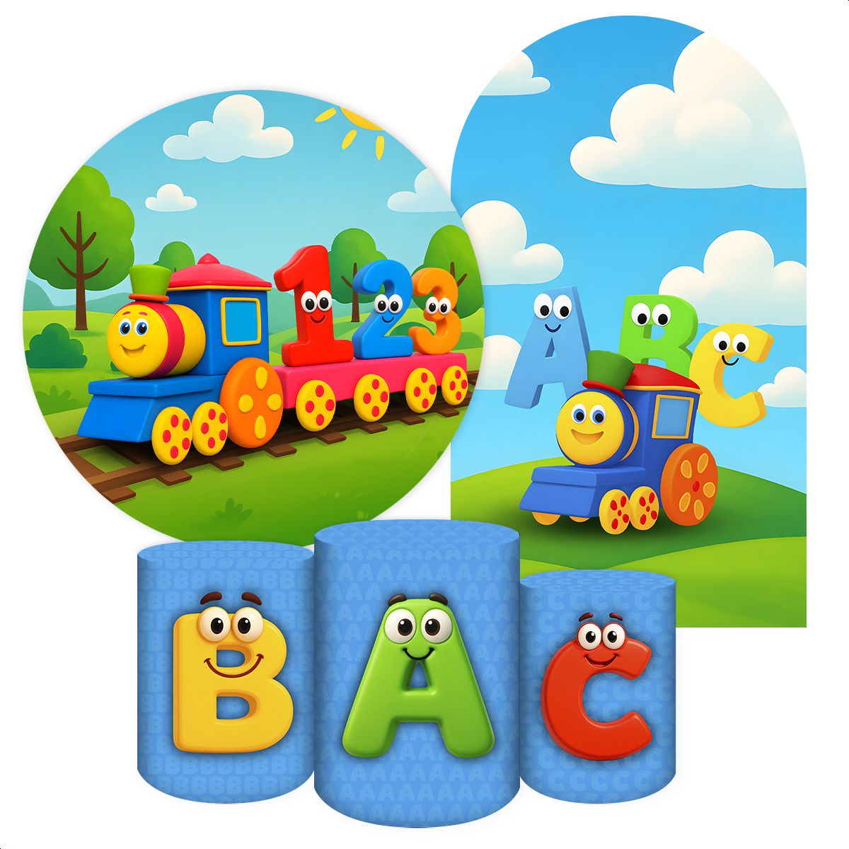 Kit 4 Capas + Romano Tema Bob o Trem 7078 - Kit 4 Capas + Romano 7078 - Painel Festivo