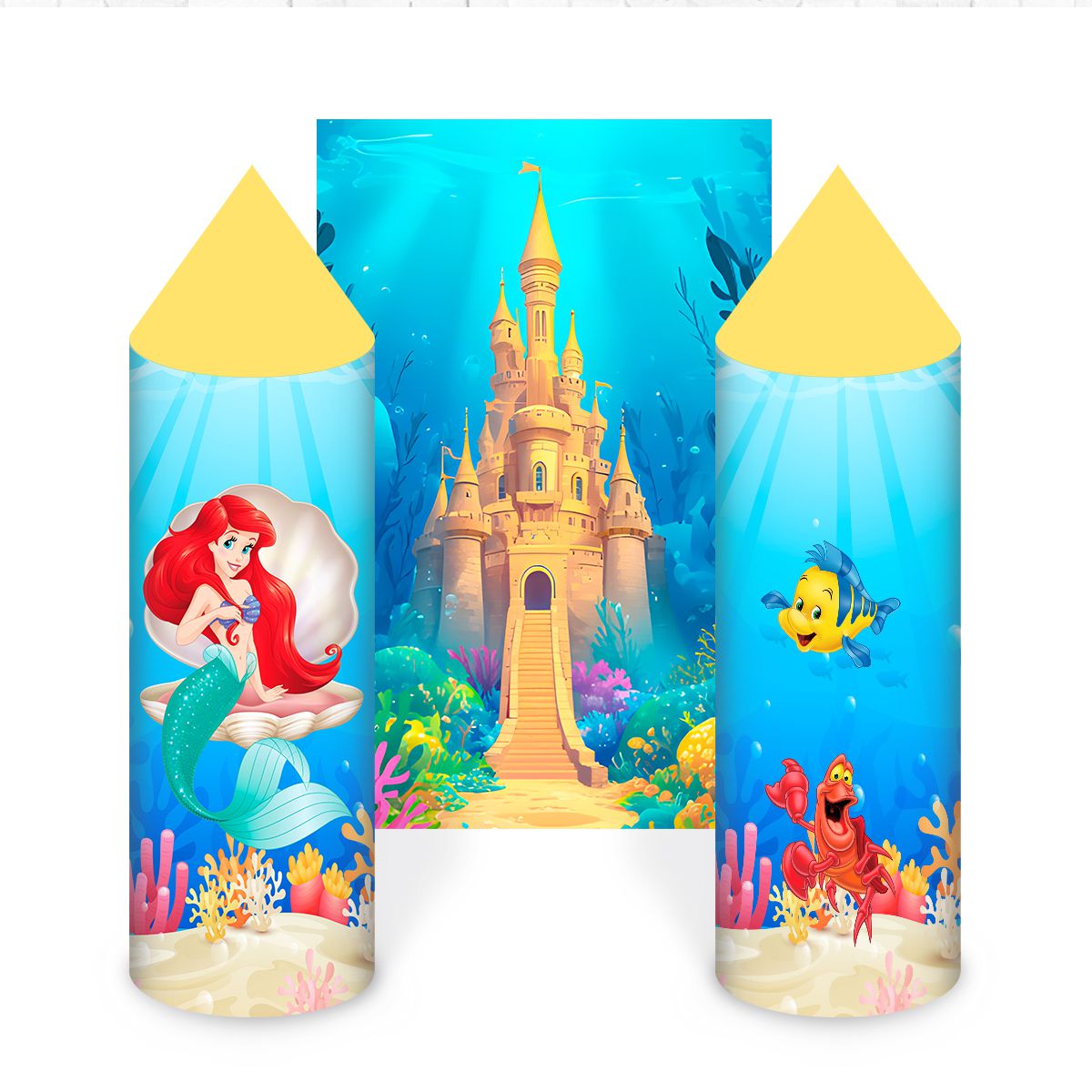 Kit Capas Castelo Sereia Ariel Fundo do Mar com 1 ... - Painel Festivo