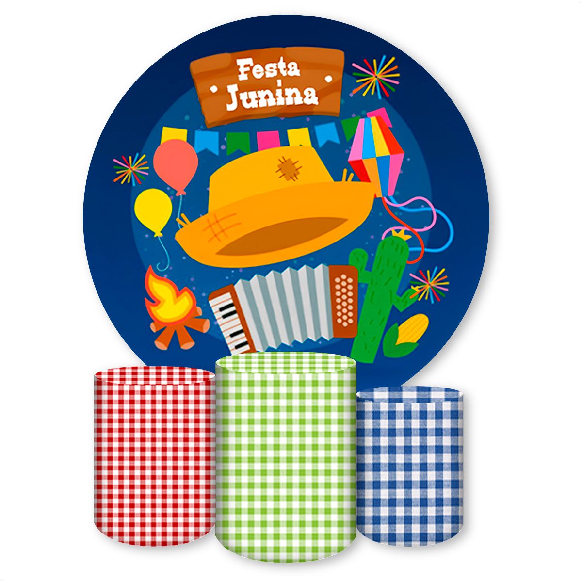 Kit 4 peças Full Tema Festa Junina 1050 - Kit 4 peças Full Tema Festa Junina 1050 - Painel Festivo