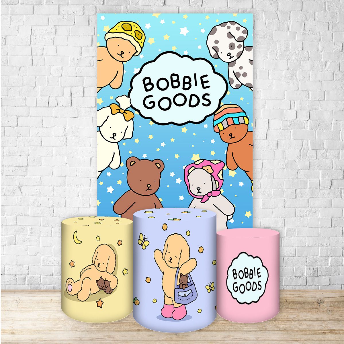 Retangular + Cilindros Tema Bobbie Goods 7089 - Retangular + Cilindros Tema Bobbie Goods 7089 - Painel Festivo