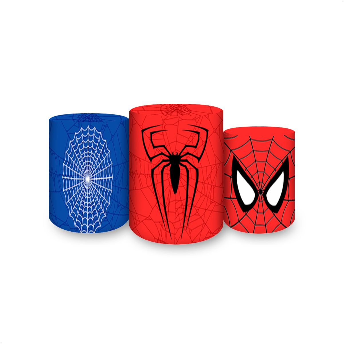 Trio Capas Cilindros Sublimados Tema Homem Aranha ... - Painel Festivo