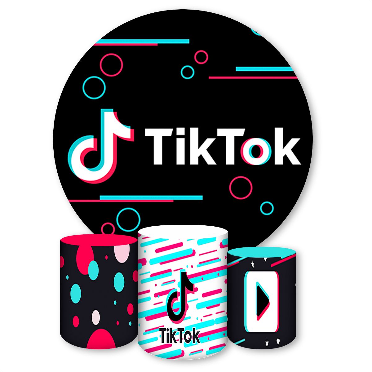 Kit 4 peças Full Tema Tiktok 1257 - Kit 4 peças Full Tema Tiktok 1257 - Painel Festivo