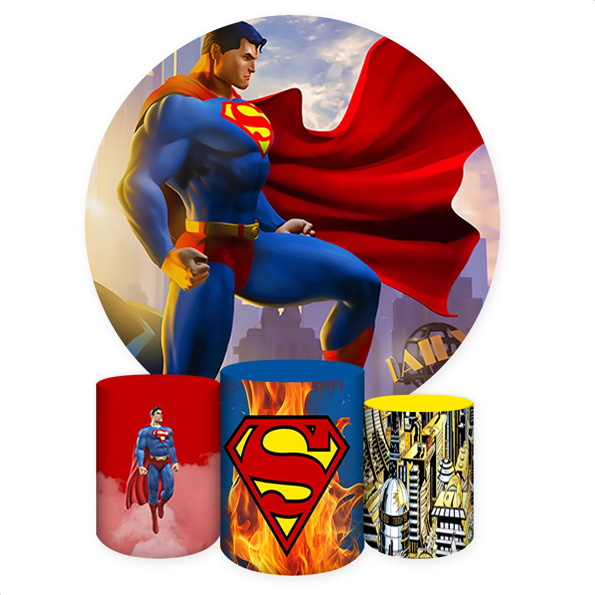 Kit 4 peças Full Tema Superman 1382 - Kit 4 peças Full Tema Superman 1382 - Painel Festivo
