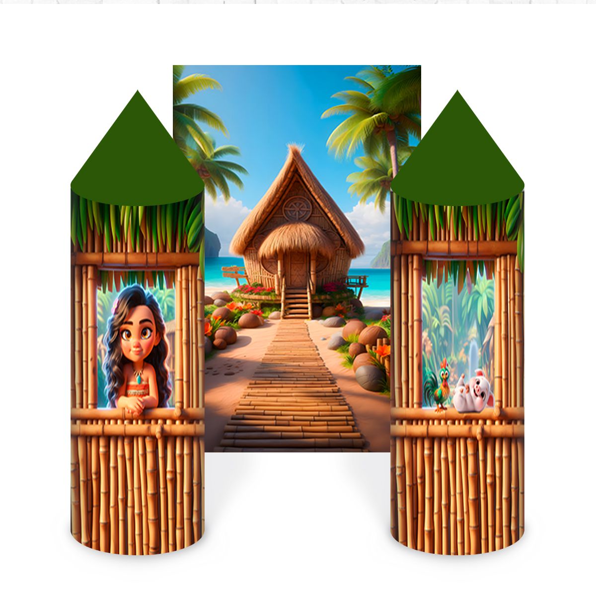 Kit Capas Castelo Moana Disney Floresta com 1 Capa... - Painel Festivo